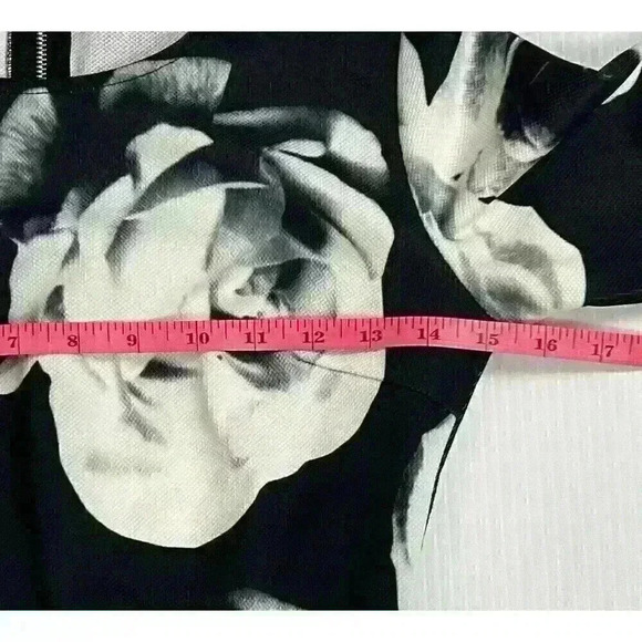 L'Atiste by Amy Womens SM Mini Shift Dress Navy Blue White Floral Long Sleeve - Picture 5 of 10